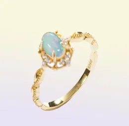 Kuololit Natural Opal Gemstone Rings for Women 925 Sterling Silver Fire Stone黄色のリングウェディングエンゲージメントファインジュエリーY15869159