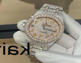 Cashjin Icedout Watch Hip Hop Özel Erkekler Tam Buzlu VVS Diamond Moissanit Luxury Marka İskelet İzle XX5G89336053