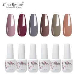 Clou beaute 6pcsset gel nagellackförsäljning set kosmetisk konst vernis semi permanent organisk 8 ml uvled lack 240430