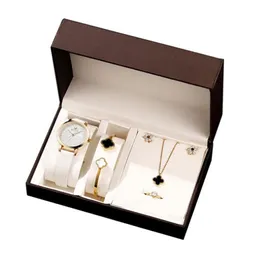 Orologi da polso da 5 pezzi set da donna di lusso set in acciaio inossidabile in acciaio inossidabile femmina di quarzo orologio regalo bracciale titanio montre femme 303i