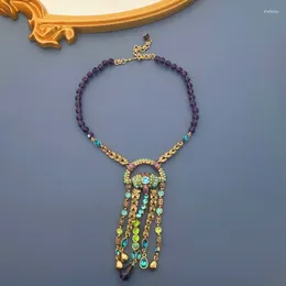 Halsband örhängen set vintage smycken tung exotisk stil ihåligt pärlor glas krage mode