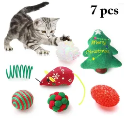 Cat Toys 7pcs Zestaw zabawek świątecznych Fałszywe myszy mysz gra interaktywna żucie dla kotów 3055034