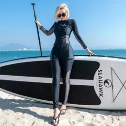 Damskie stroje kąpielowe Trzy kawałki wysypki strażnicy długim rękawie Patchwork Patkwork UV/Sun Protection Pants Water Beach Surf Surf Suit kombinezonu