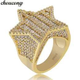 Choucong Star Male Hiphop Ring Pave Pave AAAA CZ 925 Sterling Silver Anniversary Party Band Rings for Men Women Rock Rock Iced Out Jewelry 241h