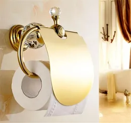 Tuqiu Paper roll Holder Gold Total Brass Toilet Paper Holder Luxury Crystal Decoration Waterproof Tissue Box Holder1978418