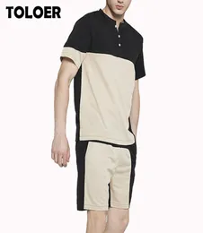 Summer Sport Suit Men039s Sets T ShirtShorts Two Pieces Sets Casual Tracksuit ONeck Patchwork Sportswear Sweatsuit Tracksuit 1259711