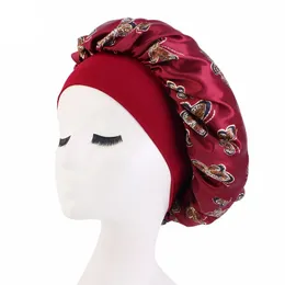 Nya Fshion Women Satin Night Sleep Cap Hair Bonnet Hat Silk Head Cover Wide Elastic Band