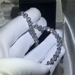 Braccialetti pieni di oro bianco femminile fatto a mano Choucong 5A zircone cz color argento bracciale per donne alla moda ebraica 268f