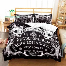 Sängkläder set Black Satanic Ouija Black Cat Down duvet Set Aldalt Childrens Bed Set J240507