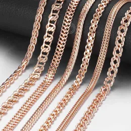 Kedjor vintage halsband för kvinnliga män 585 rosguld färg venitisk trottoarkant snigel rävstäng länk kedjor halsband mode smycken 5060 cm cnn1 d240509