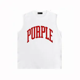 Letnia fioletowa kamizelka T koszule luksusowe designer T -koszule dla mężczyzn Świeższa krawędź zakrzywiona literowa kamizelka