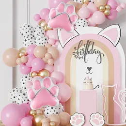 Decorazione per feste 91 pezzi Pink Dog Bone Foil Balloons Set Stampe Paws Tema Garland Arch Children Birthday Festival Decor