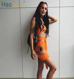 Haoyuan Neon Green Green Two Piece Set Trade Cuit Women Summer Top и Biker Shorts Rave Festival Sexy Club наряды 2 ПК, соответствующие сета6856437