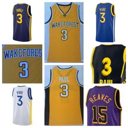 2024 Wake Forest Paul College Basketball-Trikots Chris 3 Paul Shirts gelbe lila schwarze weiße Marine Blue University genähte Basketball-Trikotssey S-XXL