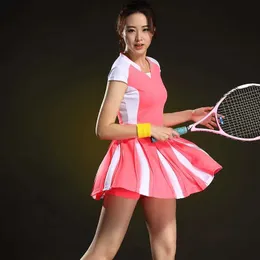 Active Dresses Sport Badminton Women Dress Short Slve Table Tennis Womens Suit Tennis Dress for Girl Summer Workout Jersey With Shorts Y240508