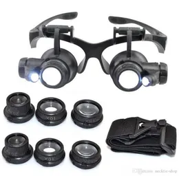 10X 15X 20X 25X magnifying Glass Double LED Lights Eye Glasses Lens Magnifier Loupe Jeweler Watch Repair Tools glitter20083150263