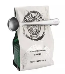 20pcs Aço inoxidável Coffee moído Medindo colher de tempero Spoon Scele com clipe de vedação de bolsa Silver7128553