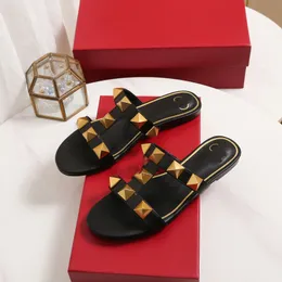 Top quality Luxury Designer Sandals Valentinoshoes Woman V Slippers Sandale Miller Shoes Leather Slides Valentines Women Rivet 454