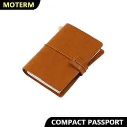 Motem Compact Series Tamanho do passaporte Tamanho do viajante Notebook de grãos inteiros vegetais de couro bronzeado Diário de esboço do livro de livros 240506