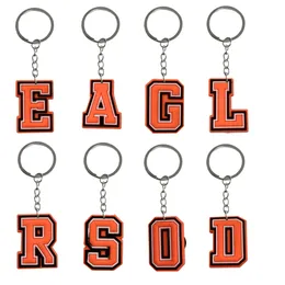 Keychains Lanyards Orange Letter 26 Keychain för klassrumspriser Ryggsäck Party Gynnar Keyring Lämplig skolväska Key Pendant Accesso Otovo