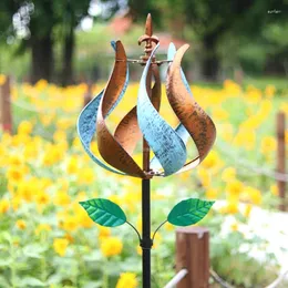 Garden Decorations Wrought Iron Tulip Windmill Decoration Outdoor Home Villa Yard Balcony Wind Spinner Creative Rotating Ornaments