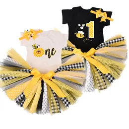 Clothing Sets Baby Girl Bee 1st Birthday Tutu outfit Bee Tutus Girls Birthday Party costume Toddler Photo Props Cake Smash T240510