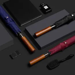 Designer Regenschirm Outdoor Regenschirm Sport Regenschirm Langer Golfholzhandle Gerade Stange Fügen Sie das Druck von High -End -Werbegeschäft mit großem Doppel -Regenschirm hinzu