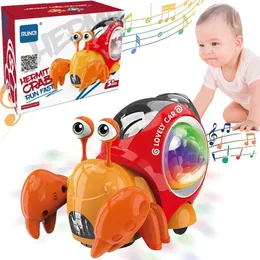 Dzieciowe zabawki Crawling Crab Walking Electronic Pets Robo Hermit ślimak lśniący muzyką światło dziecięce prezent 240418