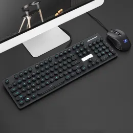 Klavye fare kombinasyonları punk yuvarlak anahtar kapağı kablolu retro aydınlatıcı daktilo tuş kapakları LED arkadan aydınlatmalı mtimedia usb oyun klavyeleri Del OTK1Z
