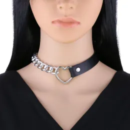 Harajuku Sexy Punk Love Choker Necklace Chains Heart Collar Bondage Cosplay Goth Jewelry Women Gothic Necklaces