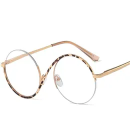 Solglasögon retro Semi-Rimless Round Women Metal Glasses Frame Fashion Men Optical Clear Anti Blue Light Eyeglasses Frames 223w