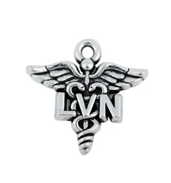 Antik silverplätering Medicinsk licensierad yrkessköterska LVN Charms Caduceus Medical Symbol Charms AAC1782128616