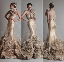 2019 Luxury Long Krikor Jabotian Mermaid Dresses Back Less One Shourdle Formad Sopecinded Formal Prom Party Pageant Dress MA5725719