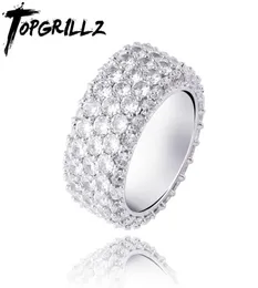 Topgrillz 5 file ghiacciate anelli a bling zircone cubico pieno zircing gold golchin argento men039s hip hop gioielli per regali y11241641284