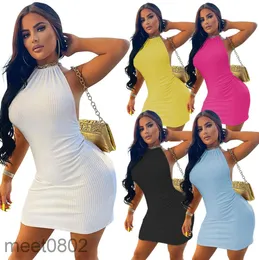 Frauen Kleider 2021 Frühlings- und Sommer Frauen039s Designer Mode Slim sexy Halter Krawatte Einfache Feste Farbe Hosentender Ärmellose SH5155751