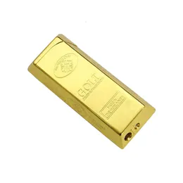 Creative Gold Brick Open Flame Lighter Metal Gas Ofylld cigarettändare cigarettuppsättning Partihandel för julklapp