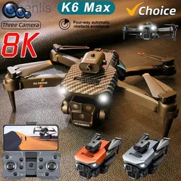 Droni Nuovo K6 MAX RC Drone 8K Professional Tre telecamera Flusso ottico Flusso a quattro vie Evitamento dell'ostacolo per la fotografia aerea quattro elicotteri D240509