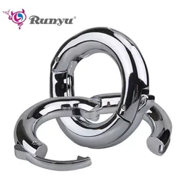 Andra hälsoskönhetsartiklar Runyu Metal Sperm Locking Ring Justerbar Viktbärande träning Ejakulation Fördröjning Skrotal Begränsning Vuxen Tuppleveranser Q240508