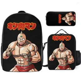 Zaino 3 in 1 set da 17 pollici di sacca da pranzo Pen Nisei Muscle Kinnikuman Classic in vendita novità novità per picnics dentifricio