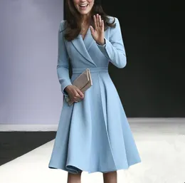 Элегантные женщины синие пиджаки платья женские офисные офисные в одежде Kate Middleton