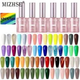 MIZHSE 6PCS Gel Polish Set para Manicure Nails Design de arte Design de laca Mergulhe Uvled 68 Cores Varnish com caixa de presente 240430