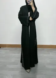 Ethnic Clothing Abaya Femme Musulman Middle East Fashion Elegant Clean Color Nail Bead Diamond Lace Up Cardigan Robe Muslim For Women