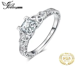 クラスターリングJPalace Celtic Knot Princess CZ Engagement Ring 925 Sterling Silver for Women Anniversary Wedding Jewelry3400107