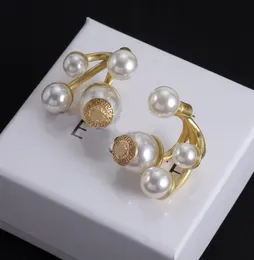 Chic Pearl Drop Dangle Ohrring Stud exquisite Modedesigner Porträt Ohrhörer Ohrringe Frauen Braut Hochzeit 18K Gold plattiert hochwertiger Schmuck