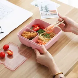Lunch Boxes Bags 1Pc Microwave Lunch Box Eco-Friendly Free Wheat Straw Portable Bento Box Kitchen Food Container Lunch Box Home Accessories