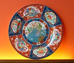 Japon Ewan Peacock Gold Boyama Seramik Plaka Dekoratif Koleksiyon Plaka Koridoru 30cm Çay Tepsisi Boyin Çanak Ceramictray 240508