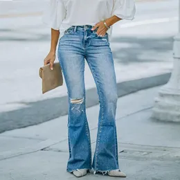 Women's Jeans Women Wide Leg Pants Mom Femme Ripped Blue High Waist Woman Trousers 2024 Clothing Pantalones Spodnie Damskie