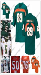 마이애미 허리케인 #76 Warren Sapp 81 Calais Campbell 82 Greg Olsen 86 David Njoku 87 Reggie Wayne 89 Ted Hendricks 은퇴 Jersey2635927