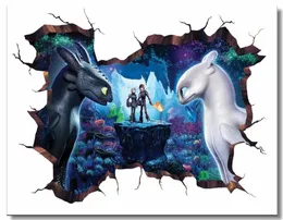 Özel Baskı Duvarı Dururu Nasıl Dragon 3 Poster Httyd 3D Duvar Etiketi Dişsiz Duvar Kağıdı Yemek Odası Çıkartmaları 0866460747