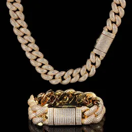 14mm/18mm Hip Hop Blase Kubanische Kette Halskette Armbänder Schmuck 5A T Zirkon Herren Geschenkschmuck Set